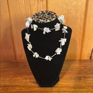 Cream and Pink Organic Necklace with Shell Design